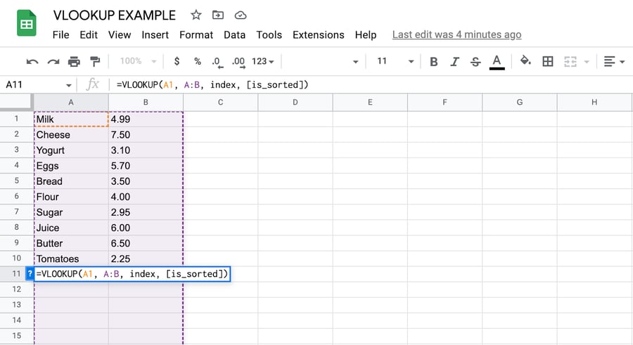 How to Use vlookup in Google Sheets