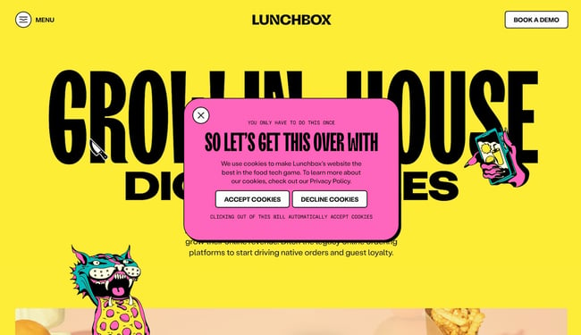 website pop up examples: lunchbox.io
