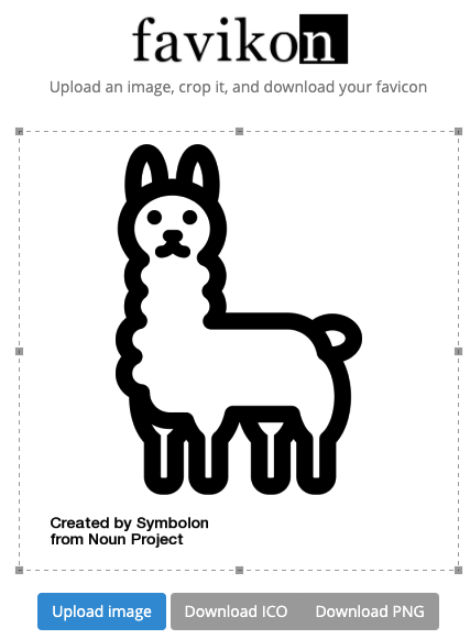 favicon example, Llama favicon from the Noun Project