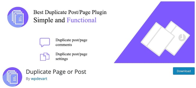 download page for the wordpress duplicate page plugin duplicate page and post