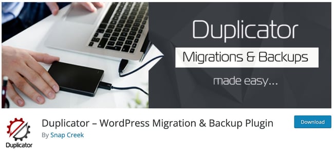 download page for the wordpress duplicate page plugin duplicator