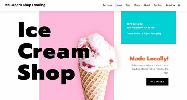 demo page for the wordpress ecommerce theme divi