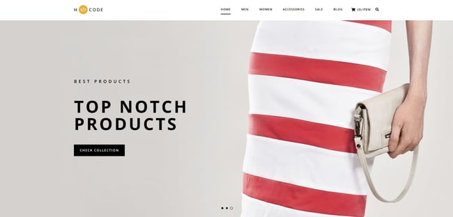 demo page for the wordpress ecommerce theme h-code