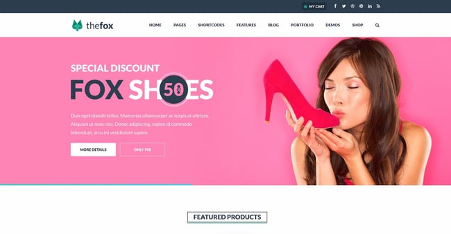 demo page for the wordpress ecommerce theme the fox