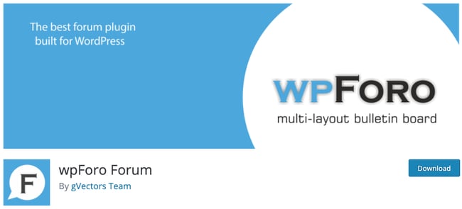 product page for the wordpress forum plugin wpforo forums
