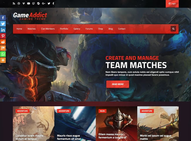 Video game WordPress theme, Game Addict