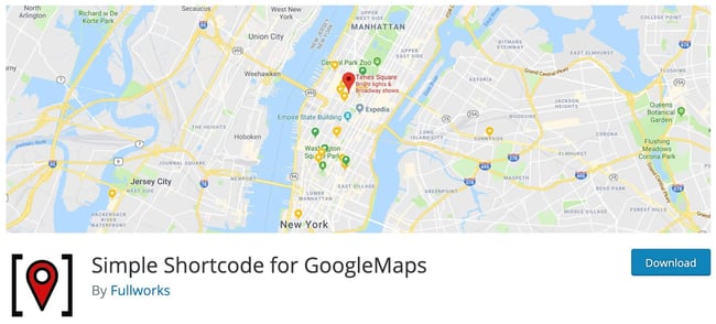 download page banner for the wordpress google maps plugin simple shortcode for google maps
