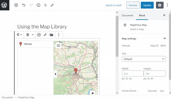 screenshot of the mappress map builder tool