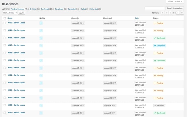 wordpress hotel booking plugin: WP hotelier interface