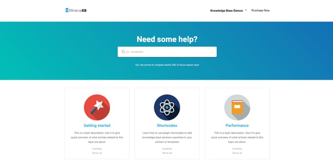 product page for the wordpress knowledge base plugin minervaKB