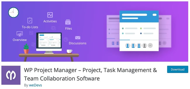 download page for the wordpress project management plugin WP Project Manager