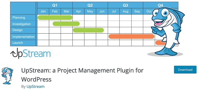 download page for the wordpress project management plugin upstream
