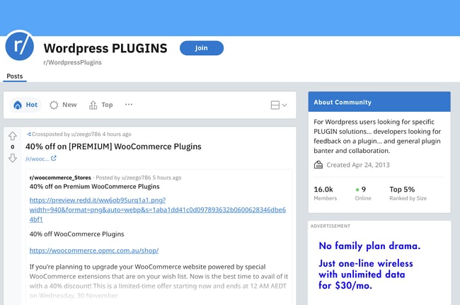 WordPress reddit communities, r/WordPressPlugins