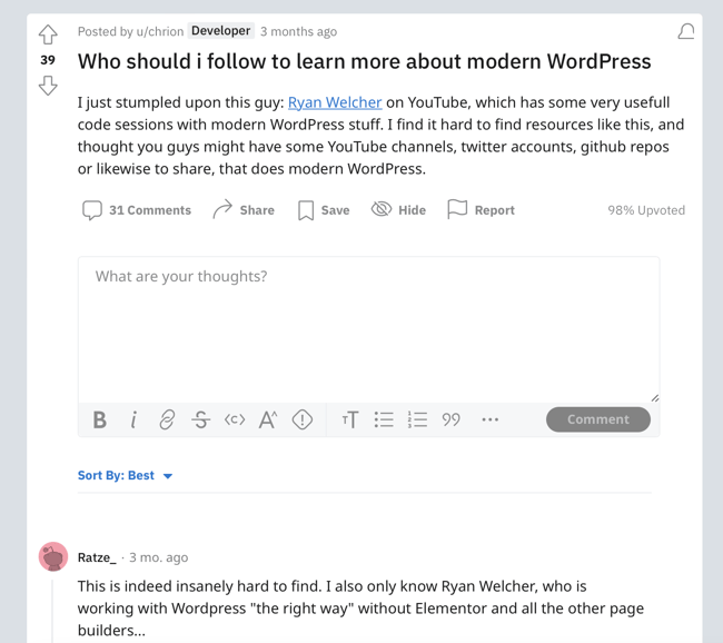 WordPress reddit communities