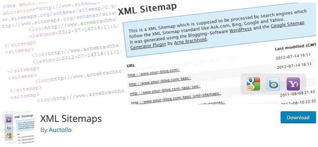 download page for the wordpress traffic plugin xml sitemaps