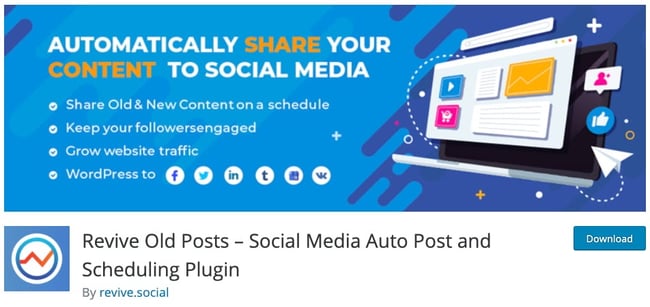 download page for the wordpress traffic plugin revive old posts
