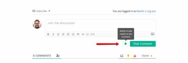 subscribe button in the wpdiscuz wordpress comments plugin