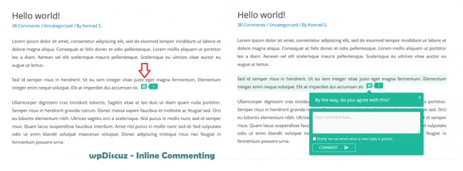 inline comments in the wpdiscuz wordpress comments plugin
