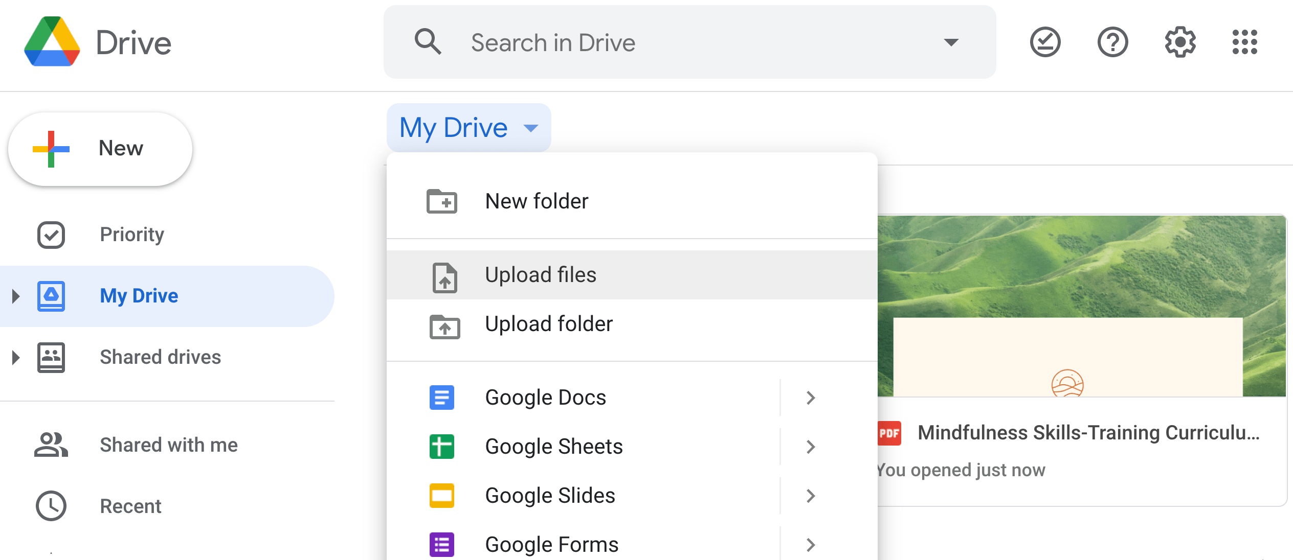 google drive send files
