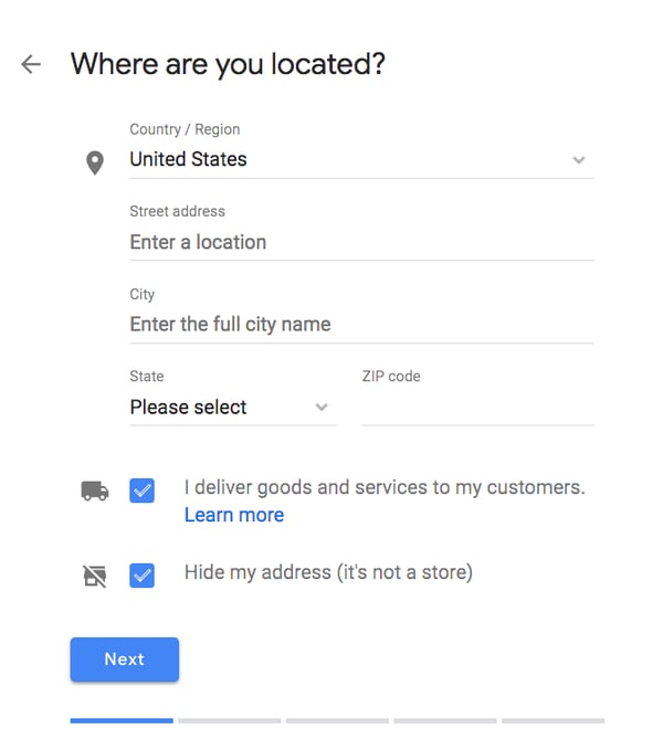 Google My Business business location.