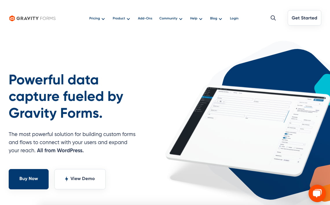 Gravity Forms landing page