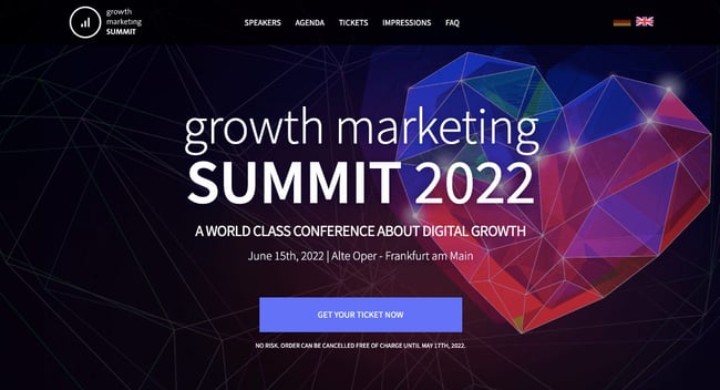 وب سایت های کنفرانس: صفحه اصلی Growth Marketing Summit