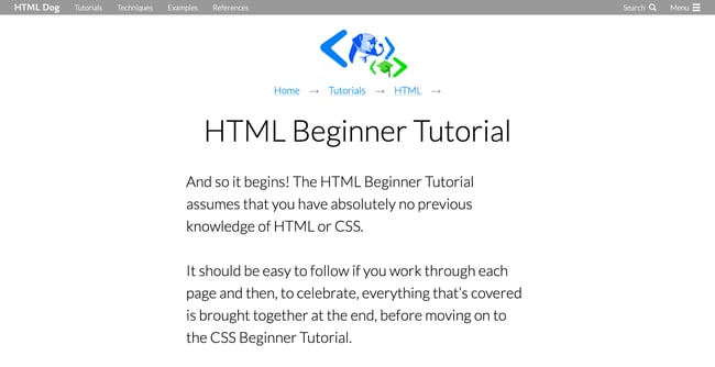 HTML Beginner Tutorial by HTML Dog