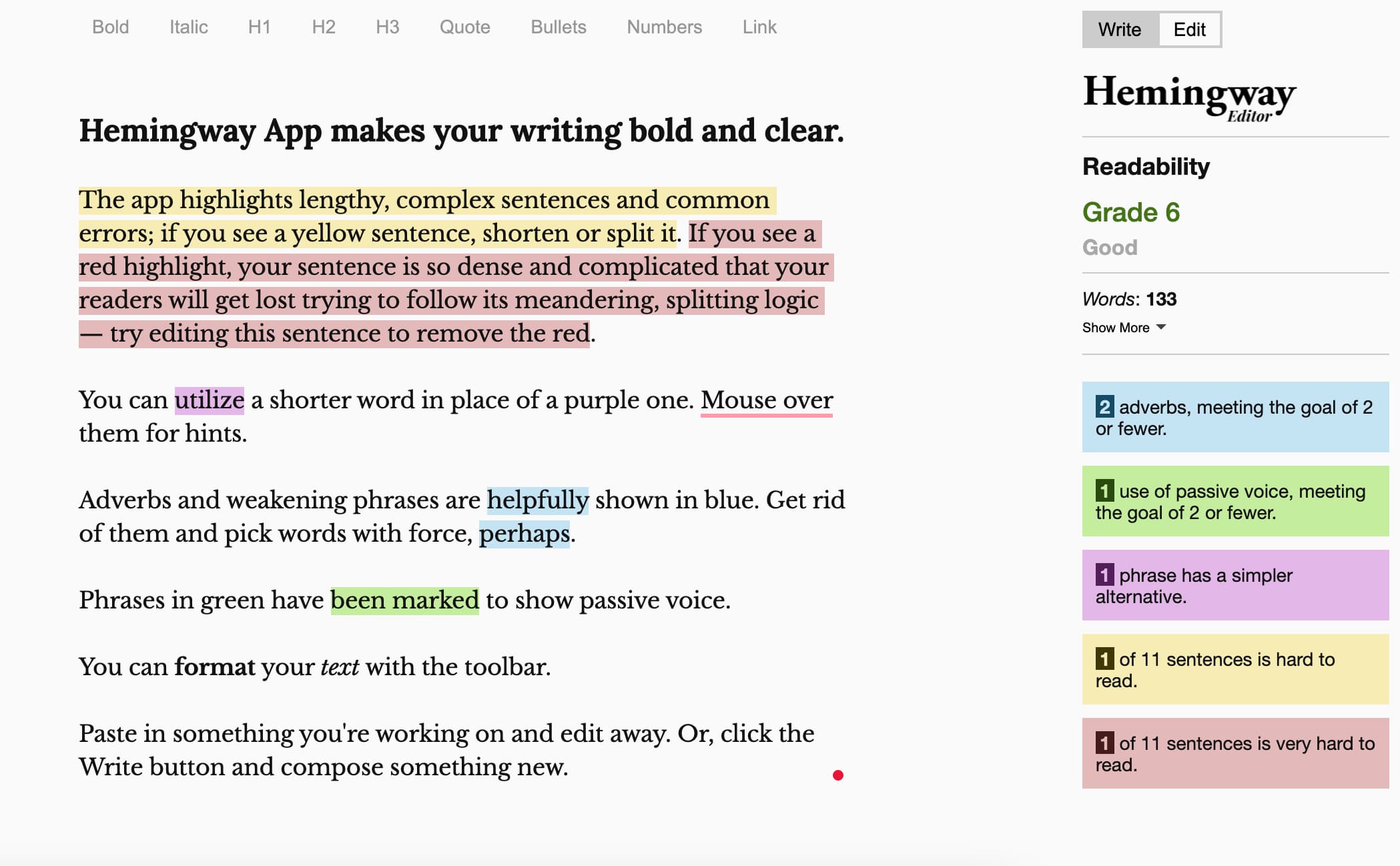 Hemingway app grammar checker