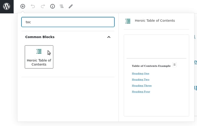 Heroic ToC example in WordPress