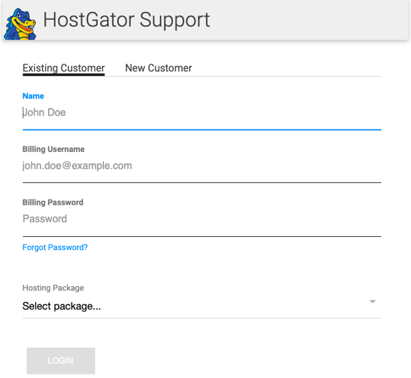 HostGator live chat window for customer service