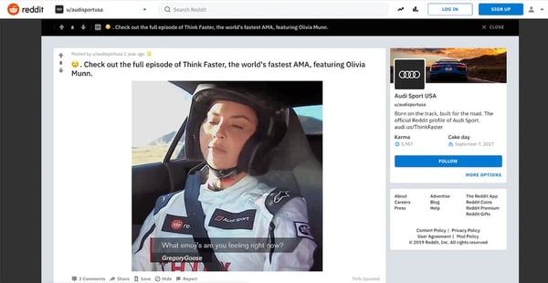 Audi AMA livestream on Reddit