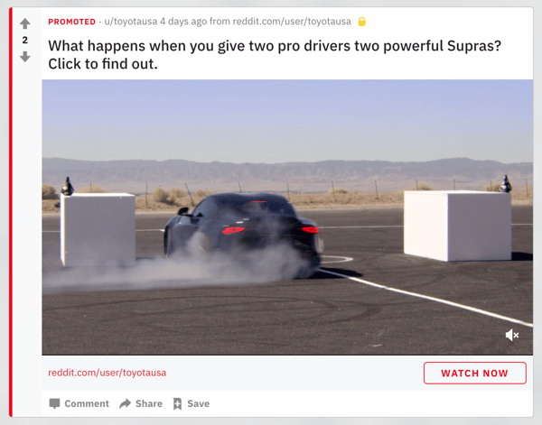 Toyota promoted content on Reddit