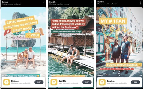 Bumble Story-Based Ad on Snapchat Discover