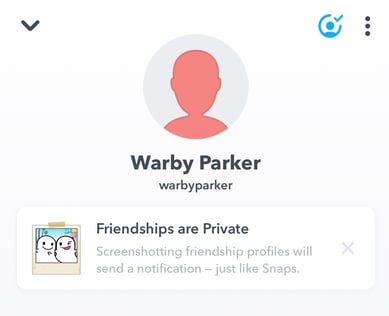 Warby Parker inactive Snapchat account