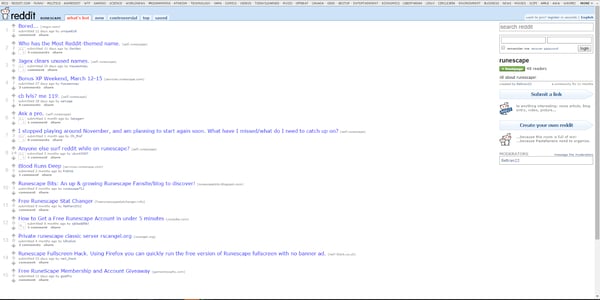 Reddit feed in 2010