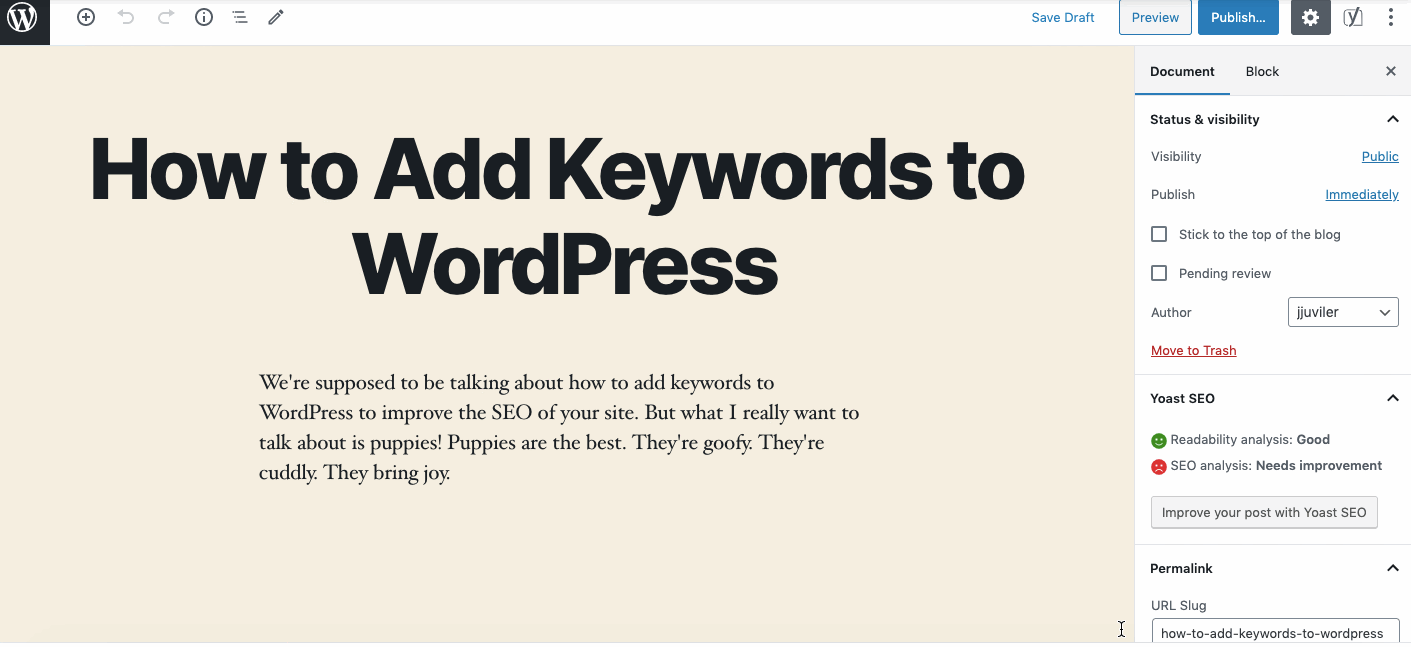 Wordpress meta. Meta keywords.