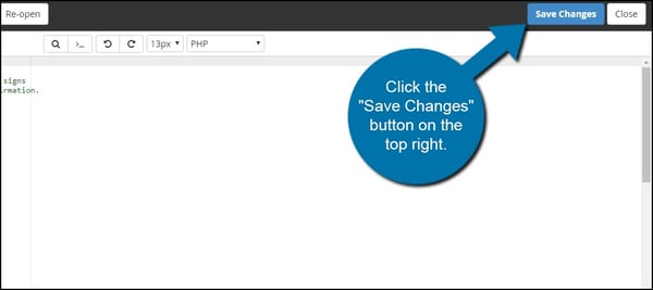 Blue graphic prompting user to save changes