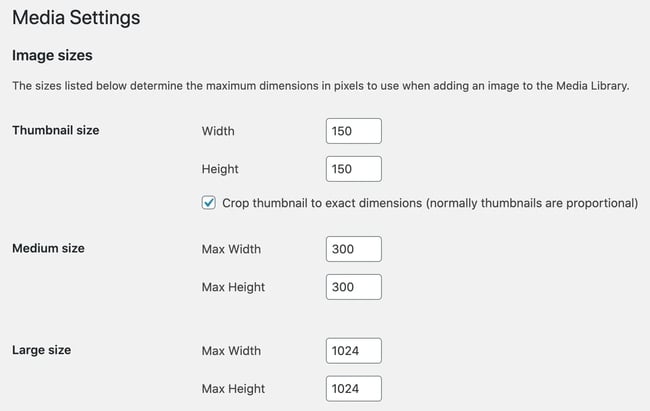 wordpress featured image size: change image size in media settings