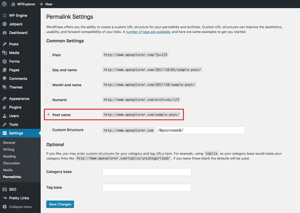 change permalink structure when converting Wix to wordPress