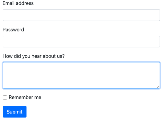bootstrap form with text area example