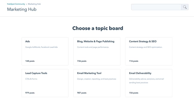 how to create a forum in WordPress: image shows HubSpot's community for marketing hub 