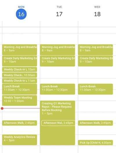 lump meetings within the same span of days on Google calendar