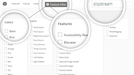 Find specific themes with features on WordPress.