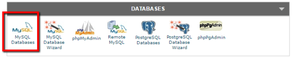 migrate wordpress website: the database selection window in cPanel