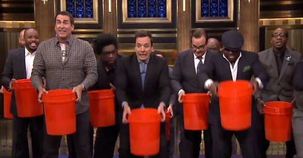 Jimmy Fallon and the ALS ice bucket challenge.