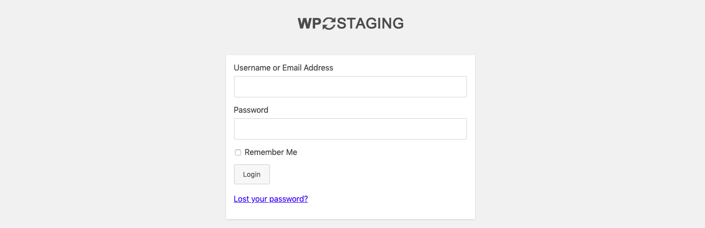 Blank login page created by WP Staging plugin once staging site is ready