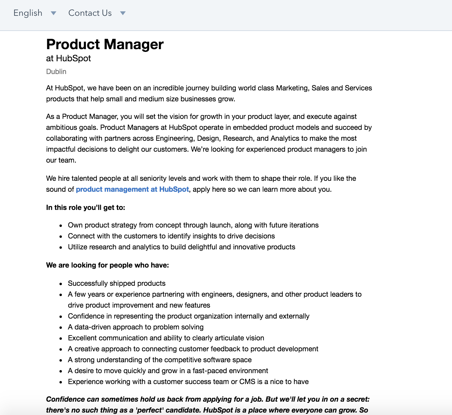 product manager role