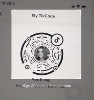 Scanning a TikCode on TikTok