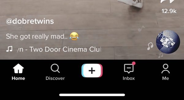 Navigation bar at the bottom of TikTok app screen