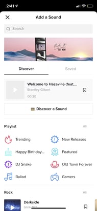Selecting a sound on TikTok